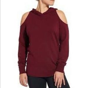 Calia by Carrie Underwood Effortless Cold Shoulder Hoodie Size S Burgundy